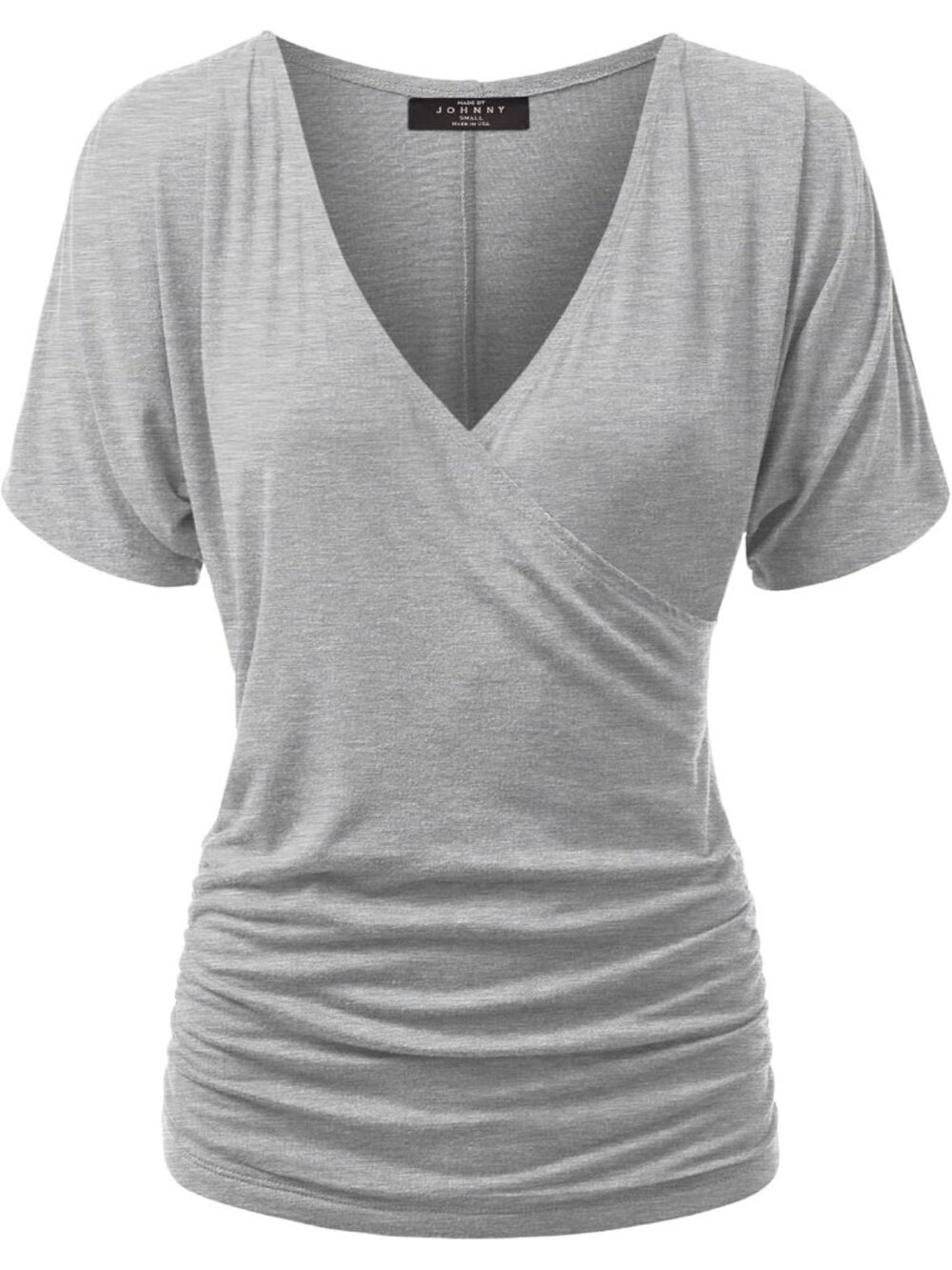 Women's T Shirt Grey V Neck Short Sleeve Dressy Summer Comfort Comfort Drape
